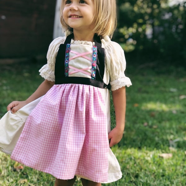 Tablier Oktoberfest en dirndl bavarois. Déguisement enfant/fille.