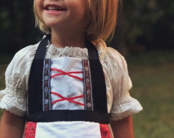 Red Riding Hood costume.  Oktoberfest Bavarian Dirndl Apron. Toddler / girl costume.