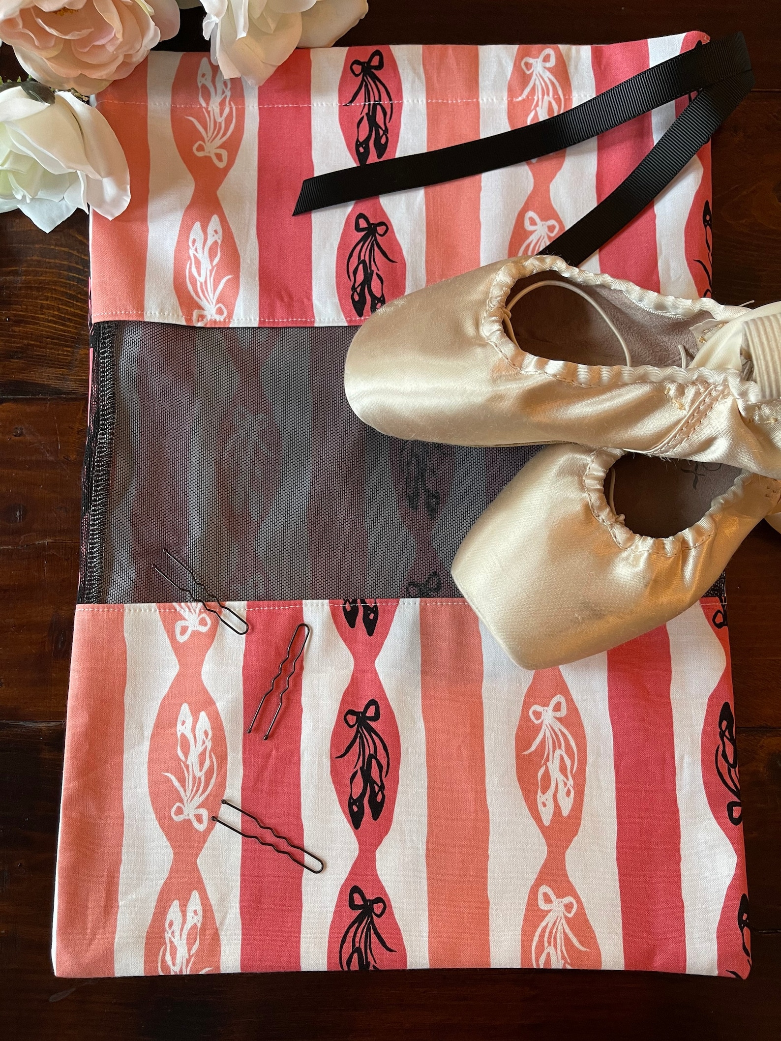 Pointe or Tap Shoe Bag Upscale Dance Shoe Bag Mesh Dance Etsy