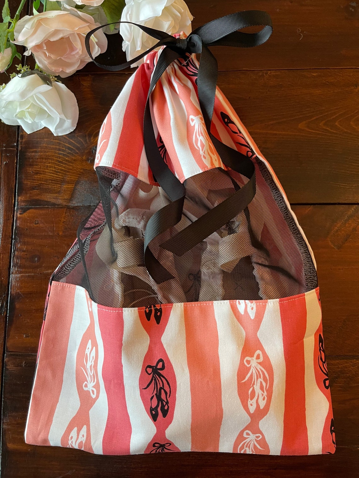 Pointe or Tap Shoe Bag Upscale Dance Shoe Bag Mesh Dance Etsy