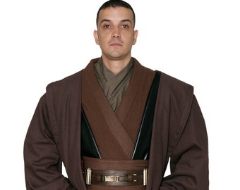 ANAKIN SKYWALKER REPLICA Costume - Body Tunic with Replica Dark Brown Jedi Robe - Great Quality - Perfect for your Star Wars Costume Cosplay