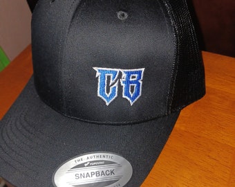Black Snapback Trucker Hat: Embroidered CB Logo