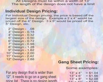 Custom DTF Transfer, Individual or Gang Sheet Designs