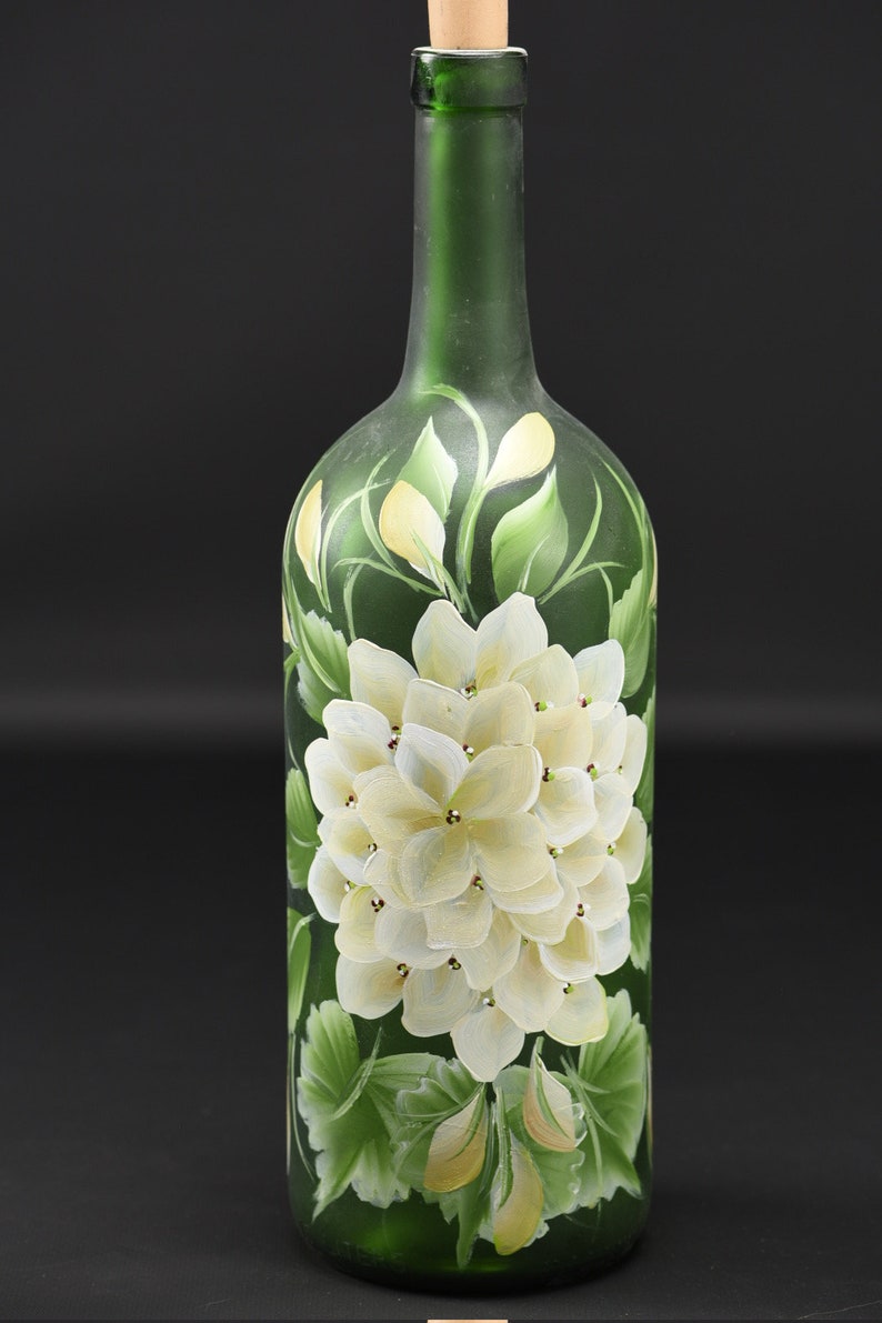 1.5 Ltr. Hand Painted Lighted Wine Bottle / Creamy White | Etsy