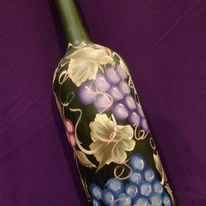 1.5 Ltr Hand Painted Lighted Wine Bottle / Colorful Grapes and  Vines