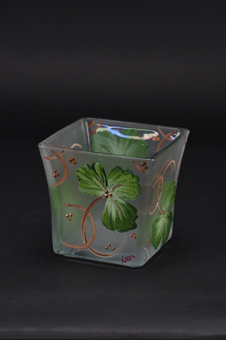 Shamrock Flared Candle Holder /hand Painted/ Irish/st Etsy
