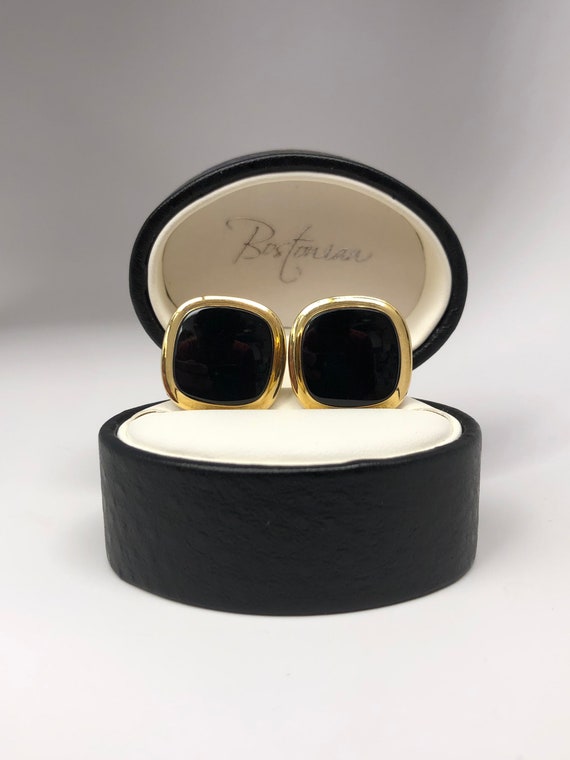 Antique 14K Yellow Gold and Black Onyx Cufflinks