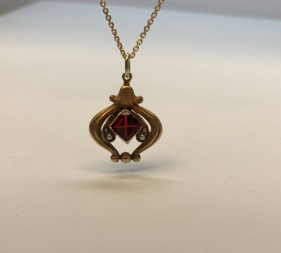 Antique Victorian Garnet And Seed Pearl Pendant N… - image 6