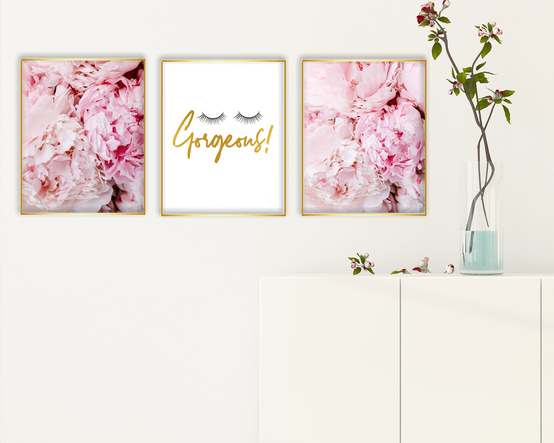Blush Pink and Gold Wall Art Digital Download Art Prints Set Etsy