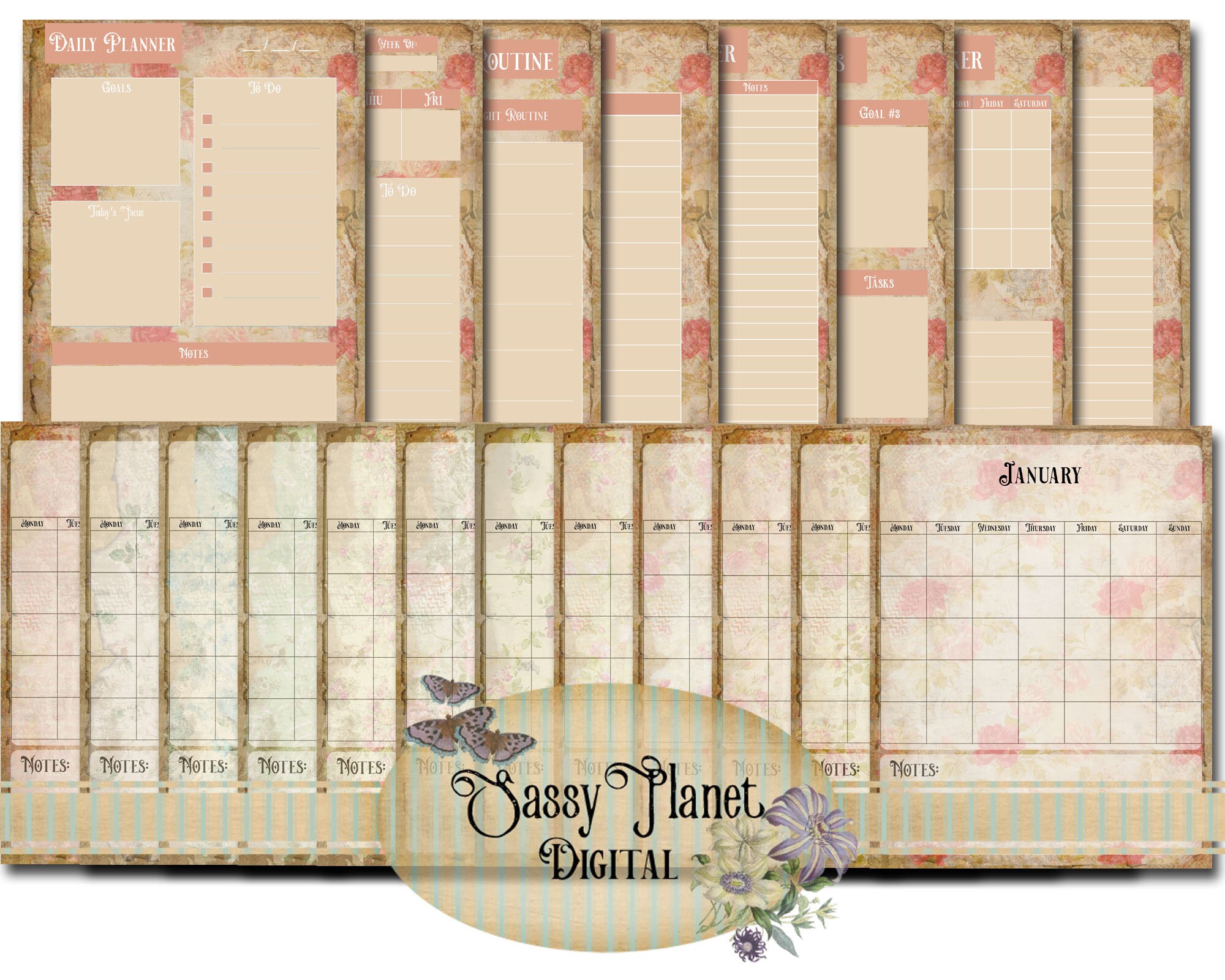 Paper Paper &amp; Party Supplies Daily Planner Printable Undated Daily ...