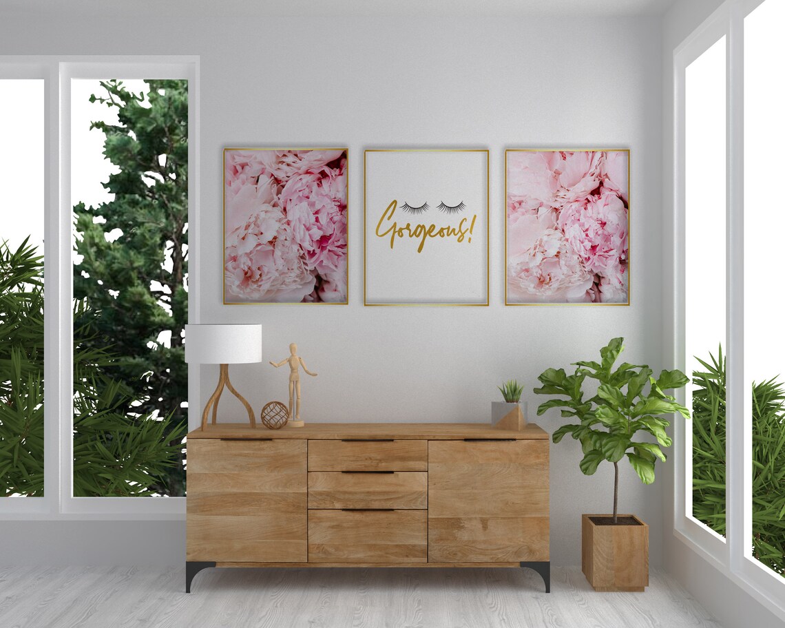 Blush Pink and Gold Wall Art Digital Download Art Prints Set Etsy