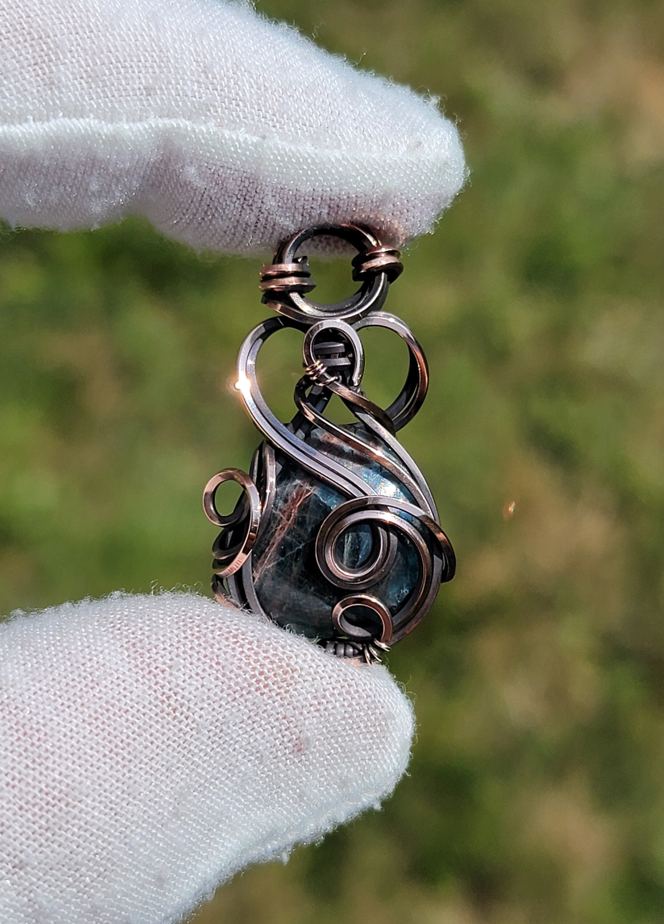 Apatite heady sterling silver wire wrap deals