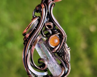 Vera Cruz Amethyst Spessartine Garnet Crystal Heady Pendant