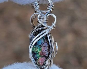 Iredescent Goathite - 'Tyet' - Wire Wrap Pendant - 925 Sterling Silver