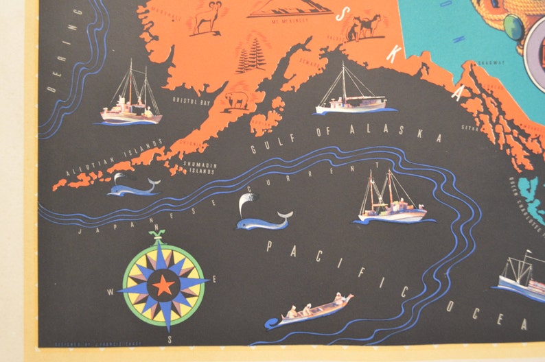 Pictorial Map of Alaska the Last Frontier - Etsy