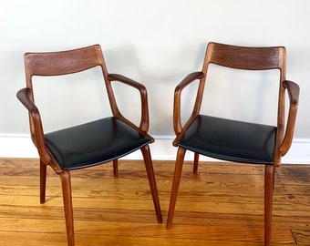 Pair of Alfred Christensen for Slagelse Danish Modern Teak Boomerang Chairs