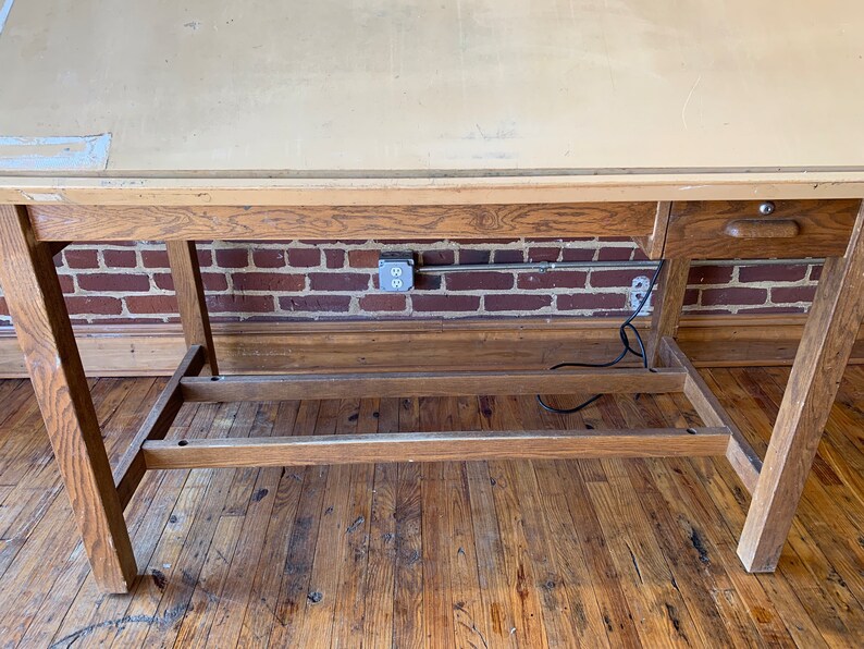 Antique Hamilton Mid Century Oak Mid Century Drafting Table Desk image 4