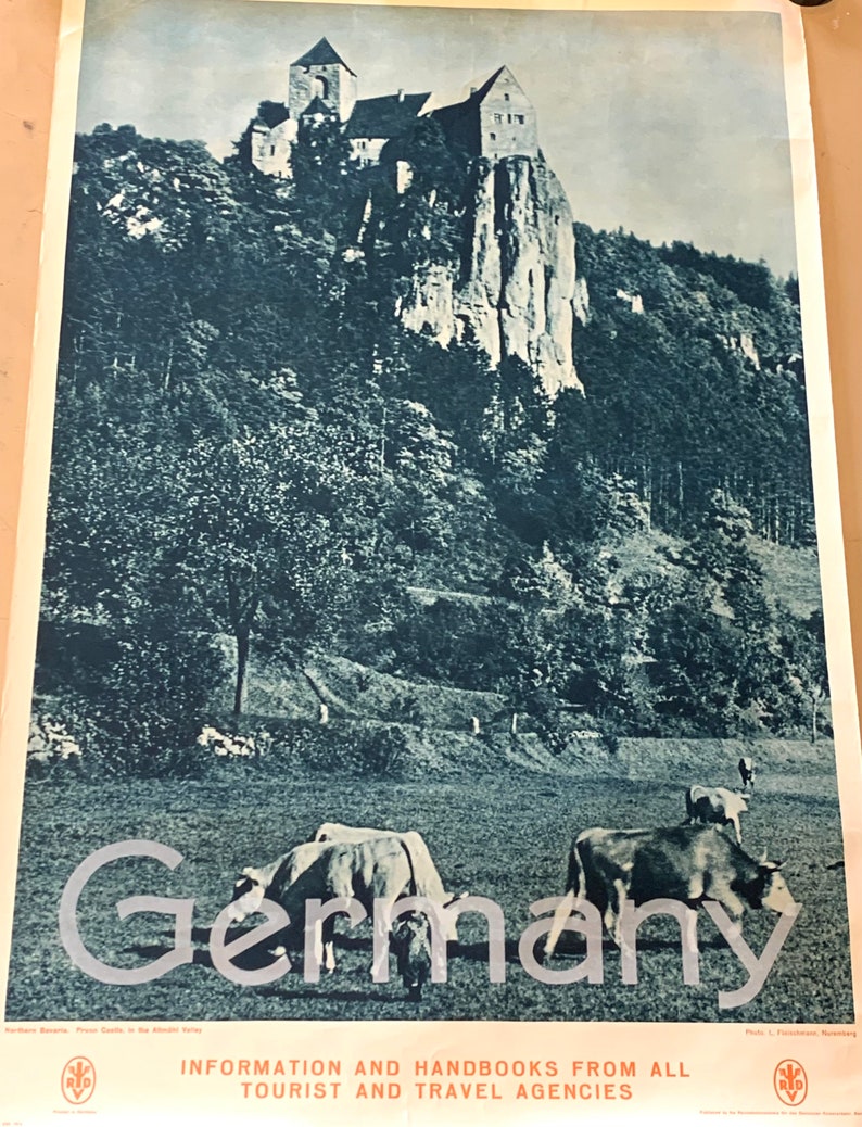 Germany Prunn Castle Bavaria Vintage 1930s Original Travel Poster image 4