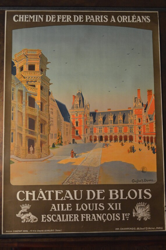 FRENCH CASTLE VINTAGE TRAVEL POSTER Chateau de Loire 1