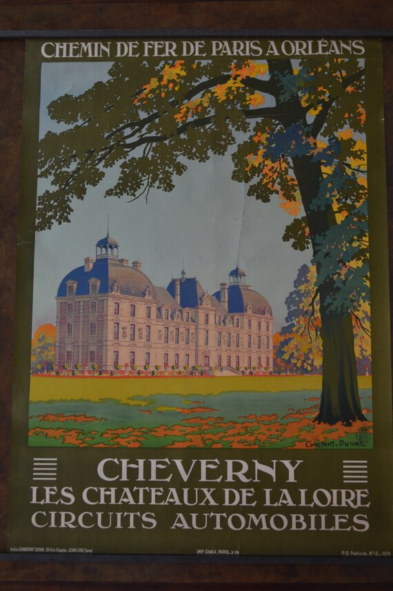 Vintage Art Deco French Travel Poster Chemin De Fer De Paris Etsy