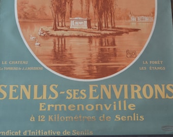 Vintage Art Deco French Travel Poster - Chemin de fer du Nord - Senlis-ses Environs - Original Lithograph