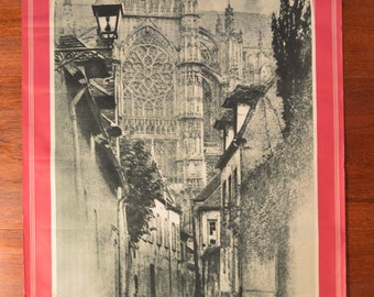 Vintage Travel Poster from 1950's - French Railways - Chemin de Fer du Nord - Beauvais - Cathedrale St. Pierre