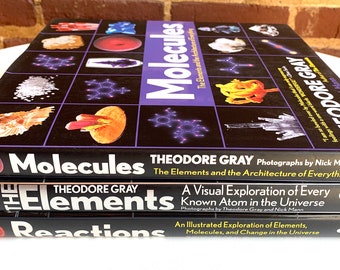 Set of 3 Theodore Gray Books: Molecules, The Elements, Reactions, Hardcover VG+