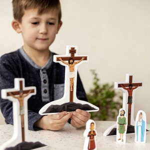 Stations of the Cross Pray and Play Set by Saintly Heart and Brother Francis, unbreakable wooden toy, Christian toy, Easter gift