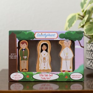 Saints John Paul II, Dominic Savio, Our Lady of Fatima Wooden Saint figurines, 1st Communion, First Communion gift, Confirmation, home decor