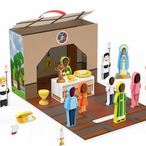 Church Playset / Mass kit / Brother Francis /  unbreakable wooden toy, children’s Church toy Catholic toys, Christmas Gift / Catholic Church