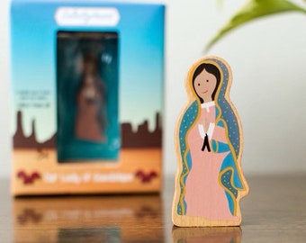 Our Lady of Guadalupe, solid wood, Unbreakable Saint figurine doll, Mexico, Catholic home decor, catholic gift, eco friendly, Catolicos,