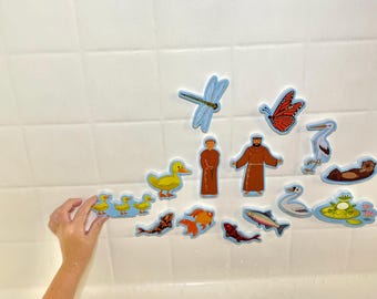 St. Francis & Friends Bath Set, stocking stuffer, baptism gift, Catholic gift, Christmas gift, Christian gift, Catholic toy