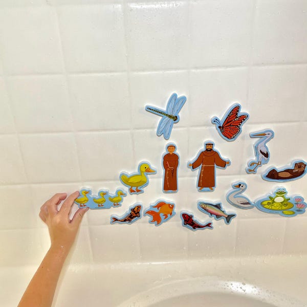 St. Francis & Friends Bath Set, stocking stuffer, baptism gift, Catholic gift, Christmas gift, Christian gift, Catholic toy