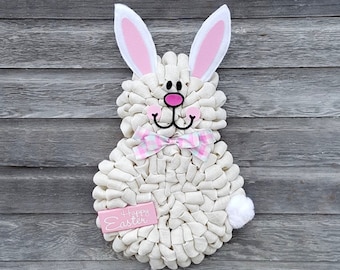 Easter Bunny Wreath, Easter Wreath, Burlap Bunny Wreath, Burlap Wreath, Spring Wreath, Front Door Wreath, Easter Decor, Happy Easter Wreath