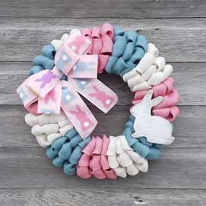 Easter Wreath, Bunny Wreath, Burlap Wreath, Spring Wreath, Easter Decor, Front Door Wreath -Pick Your Bunny Color