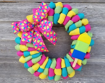 Popsicle Wreath, Summer Wreath, Burlap Wreath, Picnic, Summertime, Bright, Party