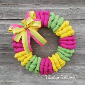 Bright Summer Wreath, Spring Wreath, Burlap Wreath, Party, Everyday, Year Round, Hot Pink, Yellow, Lime Green