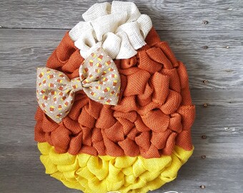 Candy Corn Wreath, Burlap Wreath, Fall Wreath, Halloween Wreath, Autumn Wreath, Fall Decor, Autumn Home Decor