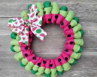 Watermelon Wreath, Summer Wreath, Decor, Burlap Wreath, Front Door Wreath, Welcome Wreath
