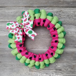 Watermelon Wreath, Summer Wreath, Decor, Burlap Wreath, Front Door Wreath, Welcome Wreath