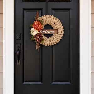 Burlap Fall Wreath, Autumn Wreath, Floral Wreath, Burlap Wreaths, Farmhouse Wreath, Welcome Wreath
