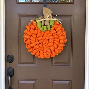 Orange Pumpkin Wreath, Fall Wreath, Orange Burlap Wreath, Autumn Wreath, Front Door Wreath, Burlap Pumpkin Wreath