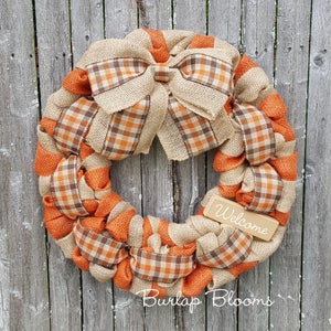 Fall Wreath, Autumn Wreath, Thanksgiving Wreath, Burlap Wreath, Autumn Burlap Wreath, Orange Fall Wreath