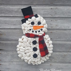 Snowman Winter Wreath, Holiday Wreath, Christmas Wreath, Winter Burlap Wreath, Front Door Wreath with Buffalo Plaid- Pick Your Scarf Option