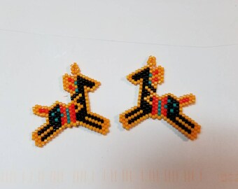 orange painted pony earrings