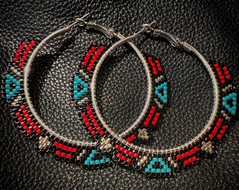 beaded hoop earrings