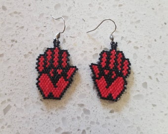red hand earrings