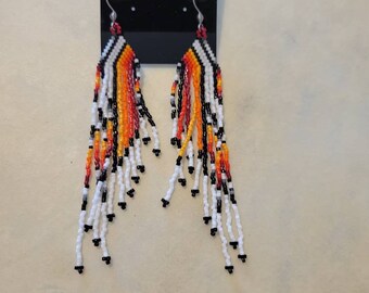 orange fringe earrings