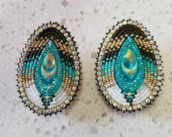 peacock theme earrings