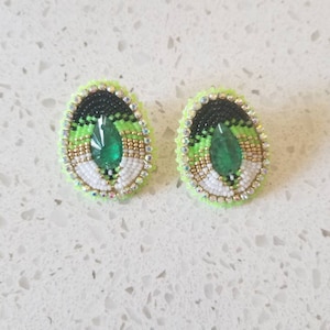 green tear drop earrings